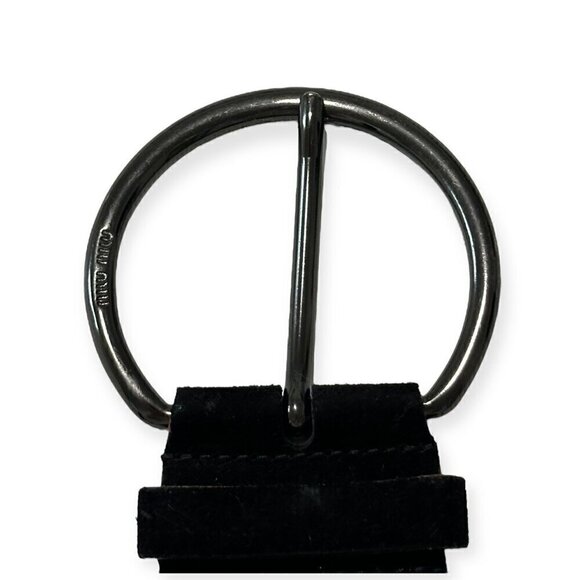 Miu Miu Black Suede Wide Belt with Large Round Buckle, Size‎ 90/36 - Picture 5 of 11